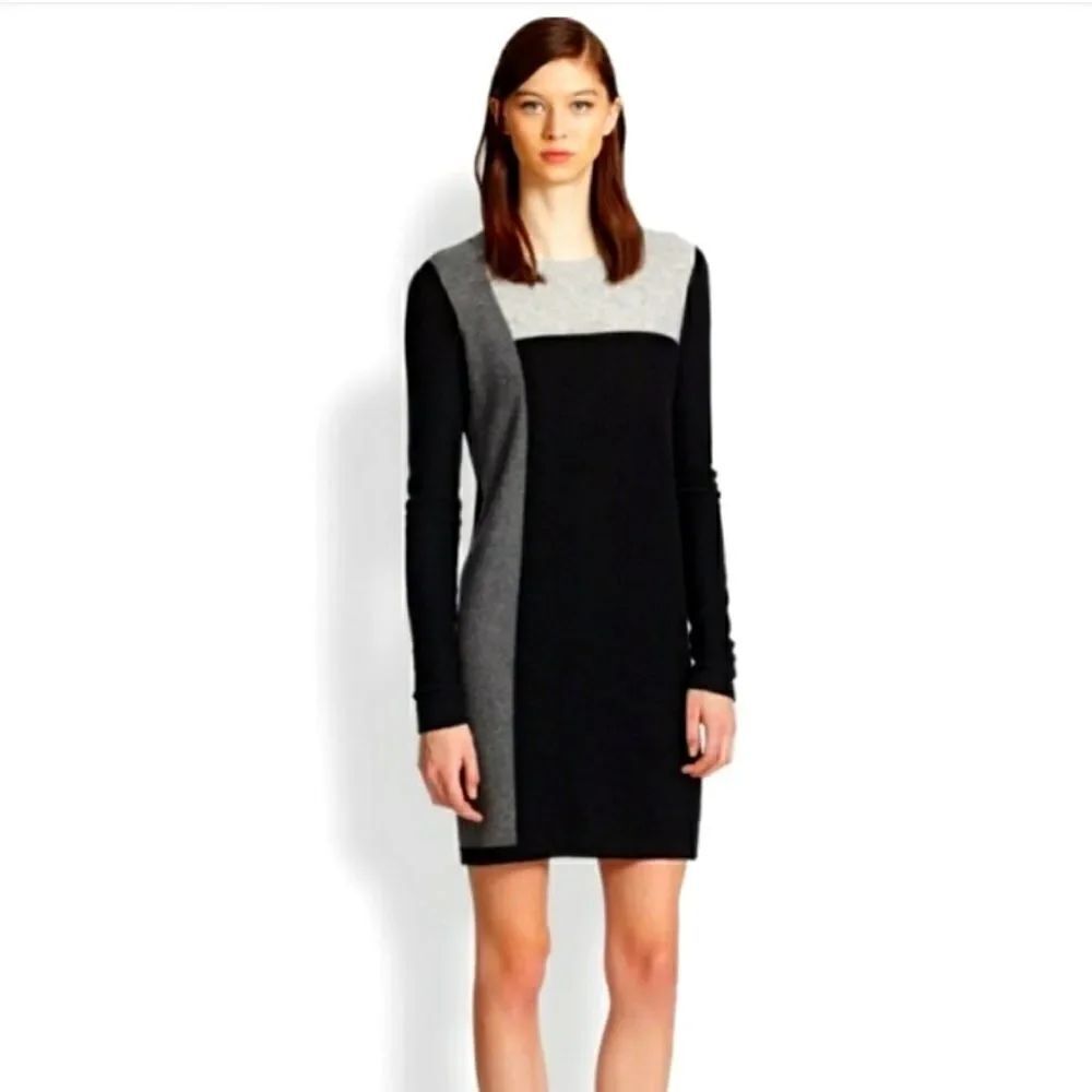 Vince Cashmere Colorblock Long Sleeve Short Sweater Dress Size L